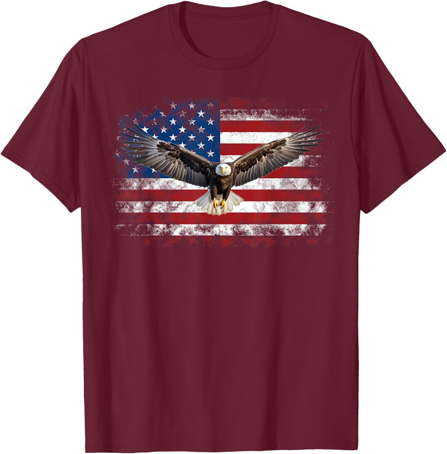 Patriotic Eagle 4th Of July USA American Flag Girls Kids Men T-Shirt - T-Shirt | Maroon