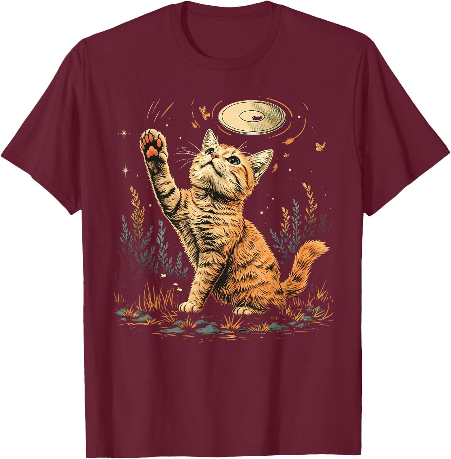 Disc Golf , & Kids Cat Disc Golfer T-Shirt - T-Shirt | Maroon