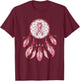 Pink Ribbon Native Indian DreamCatcher Art Breast Cancer T-Shirt - T-Shirt | Maroon