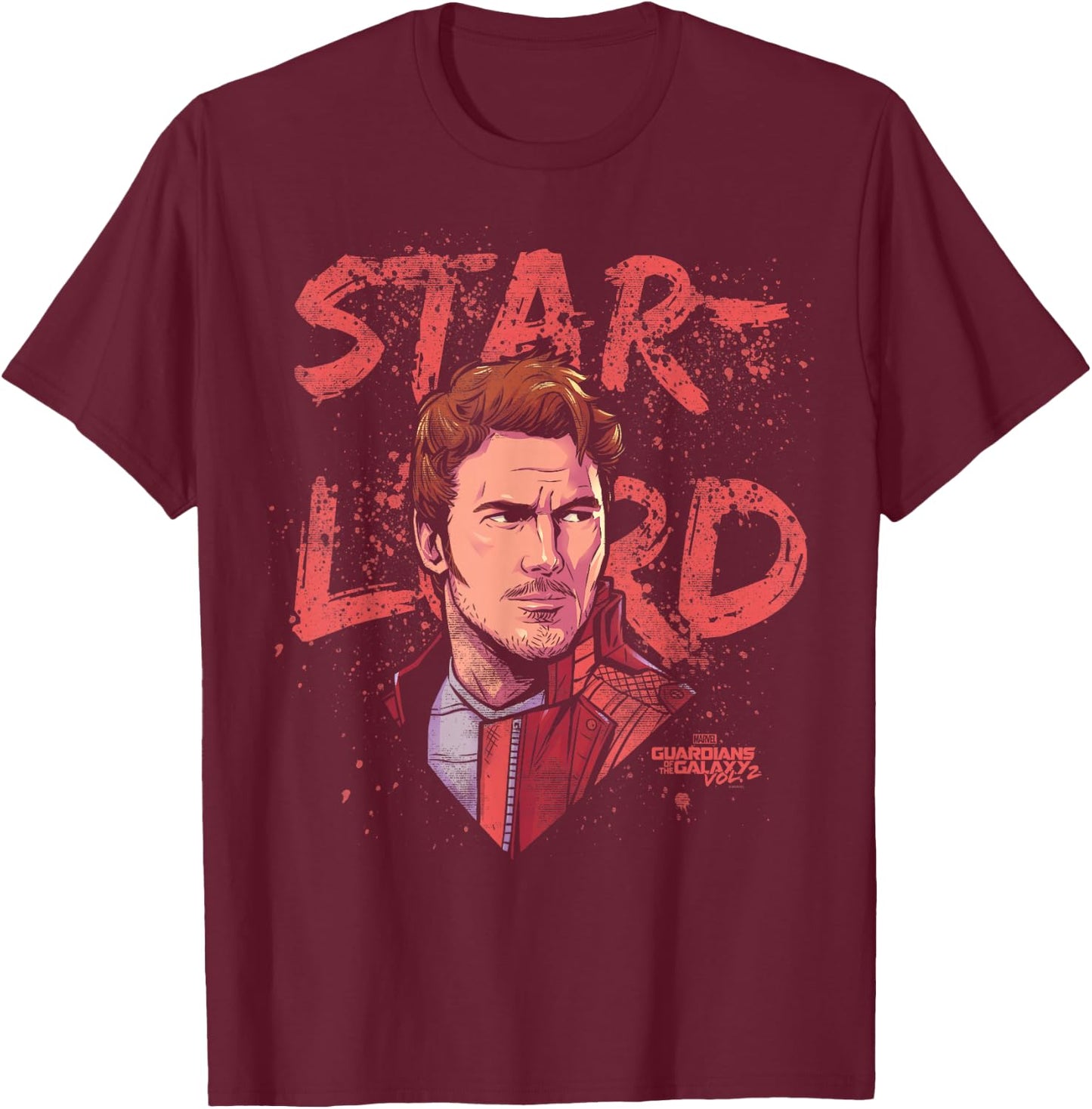 Marvel Guardians of The Galaxy Vol 2 Star-Lord Hero Sketch T-Shirt - T-Shirt | Maroon