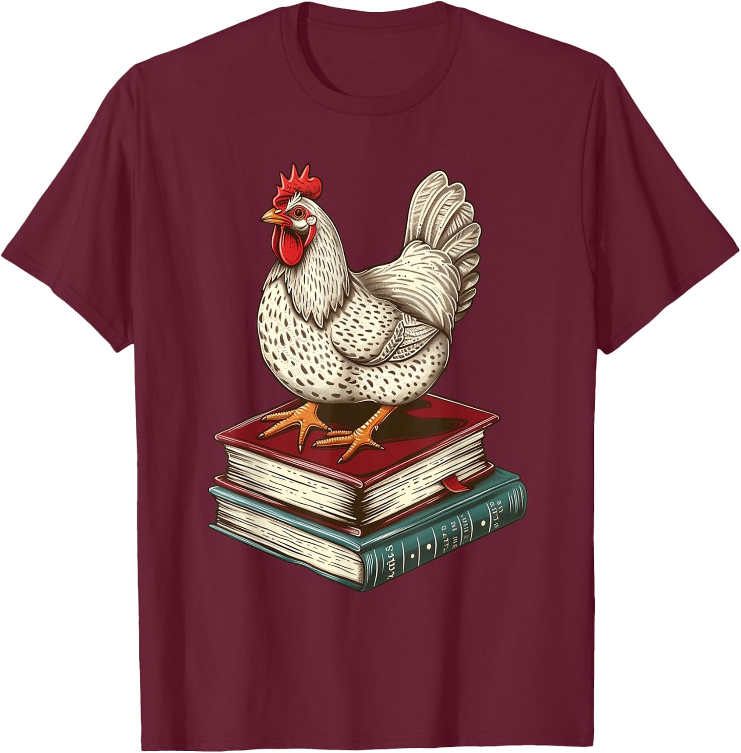Chicken Books Back To School First Day Of School Boys Girls T-Shirt - T-Shirt | Maroon