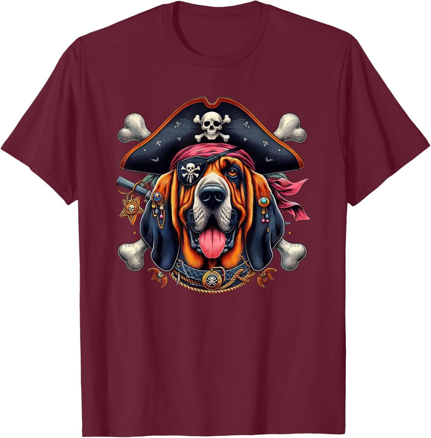Bloodhound Pirate Crossbones Halloween Kids T-Shirt - T-Shirt | Maroon