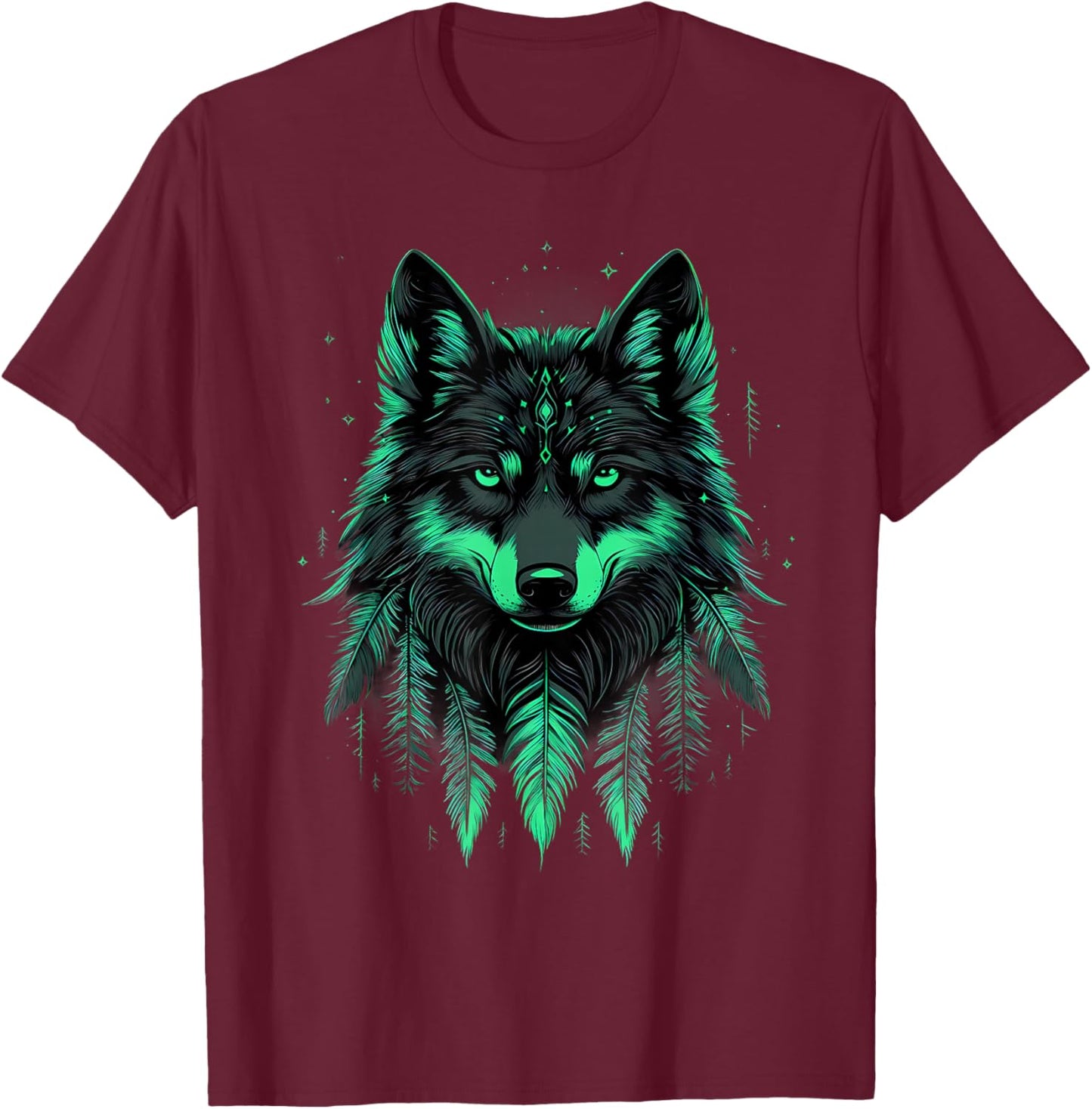 Indian Tribe Wolf Native American Pride Indian Chief T-Shirt - T-Shirt | Maroon