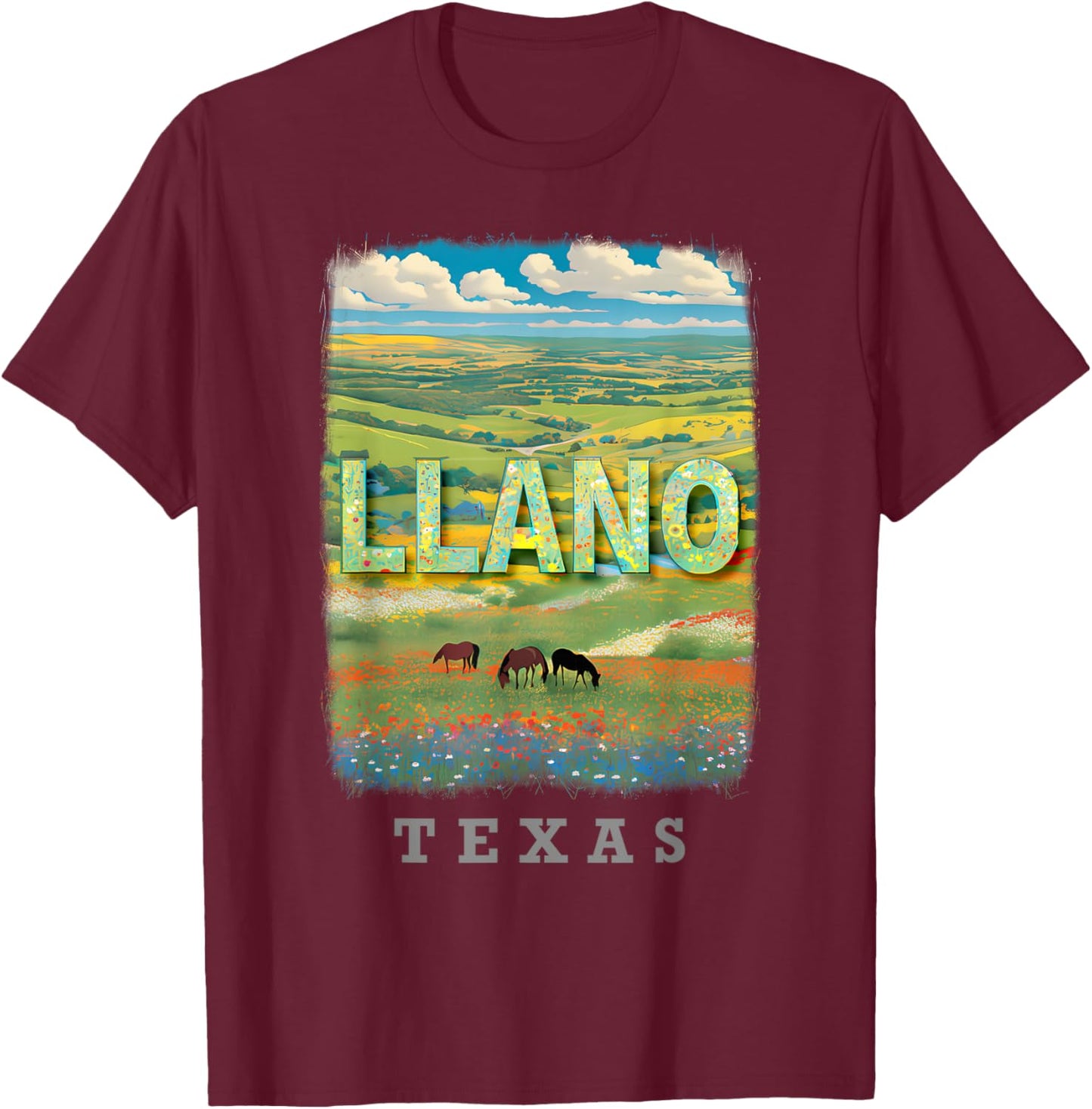 Llano Texas TX Hill Country Charm SD869 T-Shirt - T-Shirt | Maroon