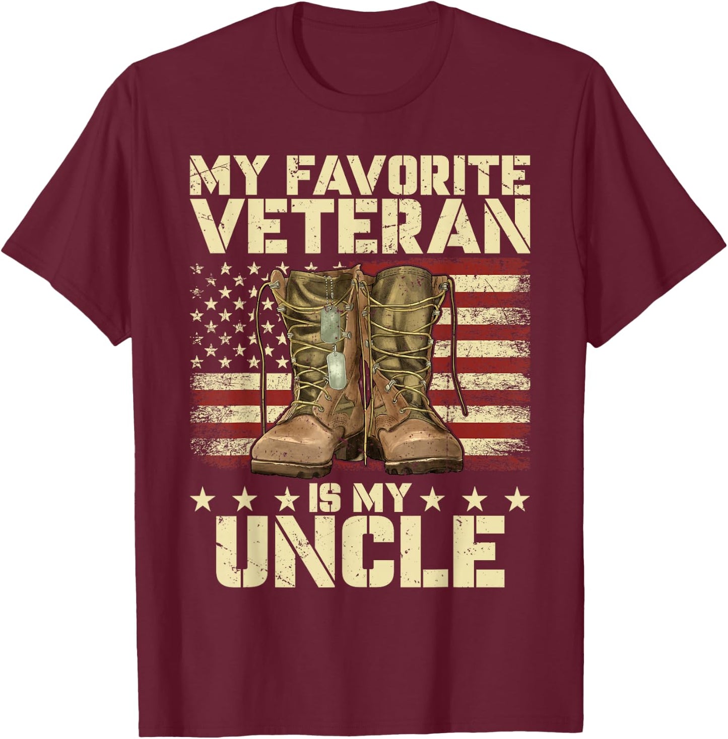 Army Veterans Day My Favorite Veteran Is My Uncle For Kids T-Shirt - T-Shirt | Maroon