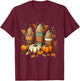 Fall Coffee Pumpkin Spice Latte Iced Warm Cozy Autumn Orange T-Shirt - T-Shirt | Maroon