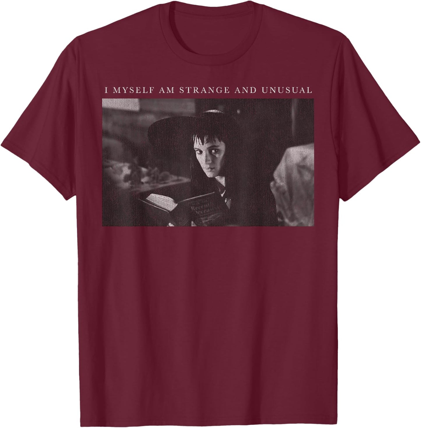 Beetlejuice Lydia I Myself Am Strange and Unusual Portrait T-Shirt - T-Shirt | Maroon