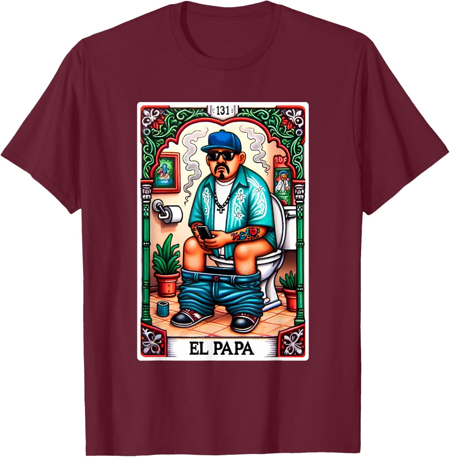 El Papa Latino Tarot Card Spanish Doing Dad Shit Fathers Day T-Shirt - T-Shirt | Maroon