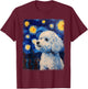 Bichon Frise Dog Starry Night Painting T-Shirt - T-Shirt | Maroon