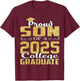 Proud Son Of 2025 Graduate College Shirt Graduation T-Shirt - T-Shirt | Maroon
