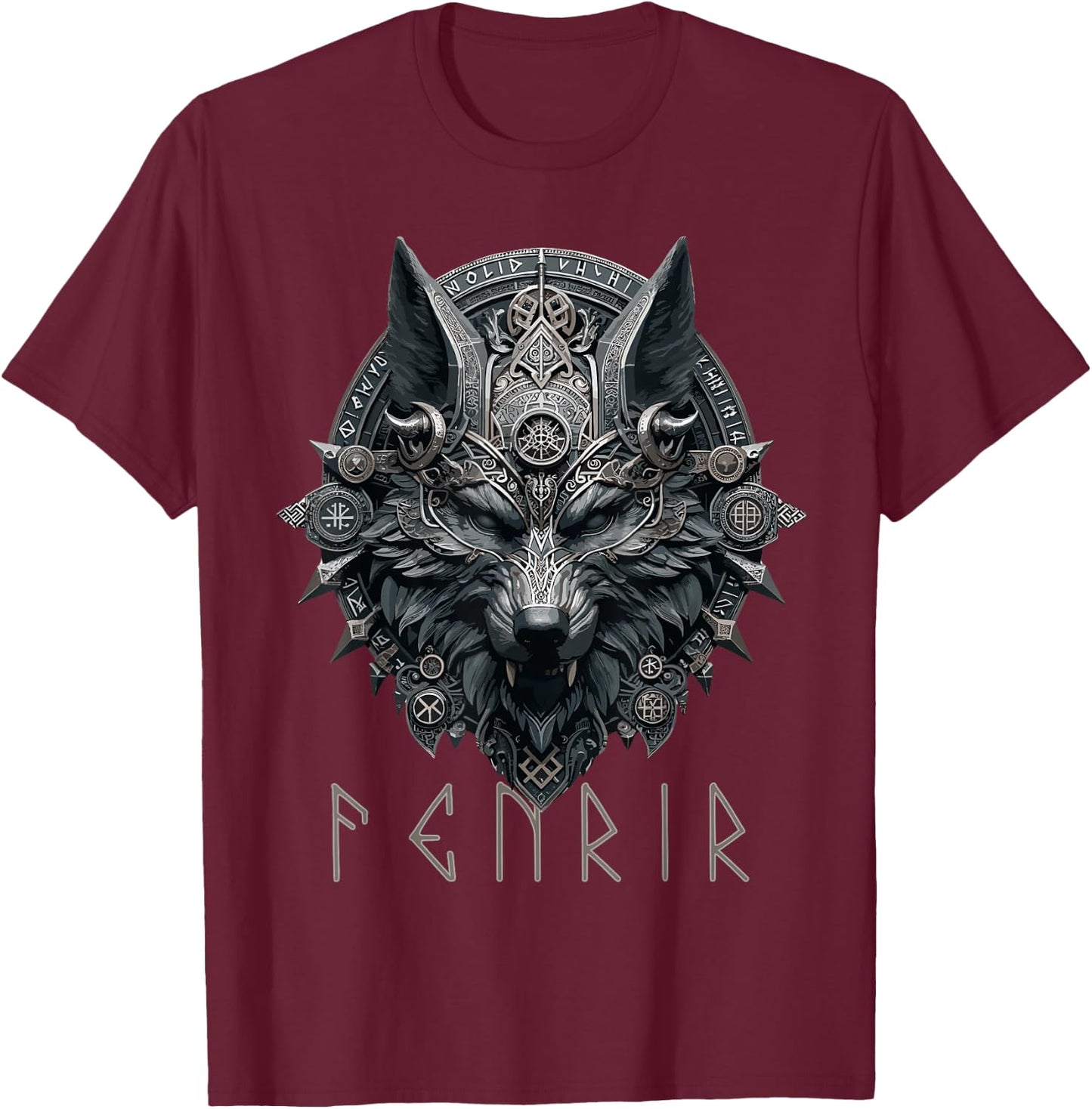 Norse Mythology Pagan Nordic Wolf Viking Design Ragnarok Men T-Shirt - T-Shirt | Maroon