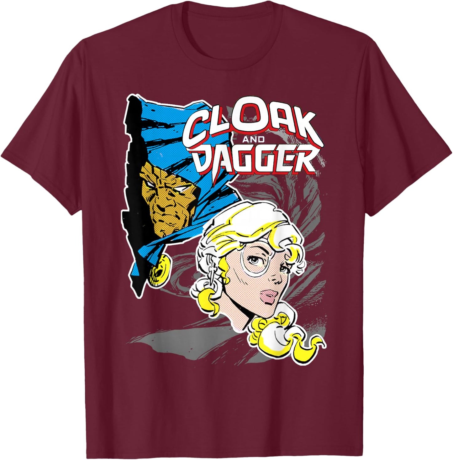 Marvel Cloak & Dagger Heads Vintage Graphic T-Shirt - T-Shirt | Maroon