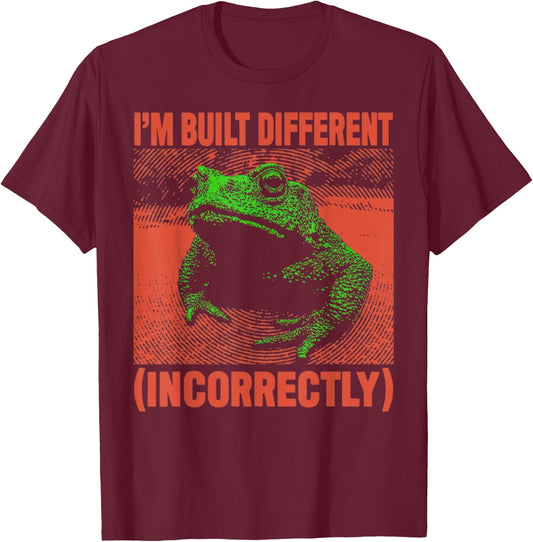 I'm Built Different Incorrectly Frog Retro T-Shirt - T-Shirt | Maroon