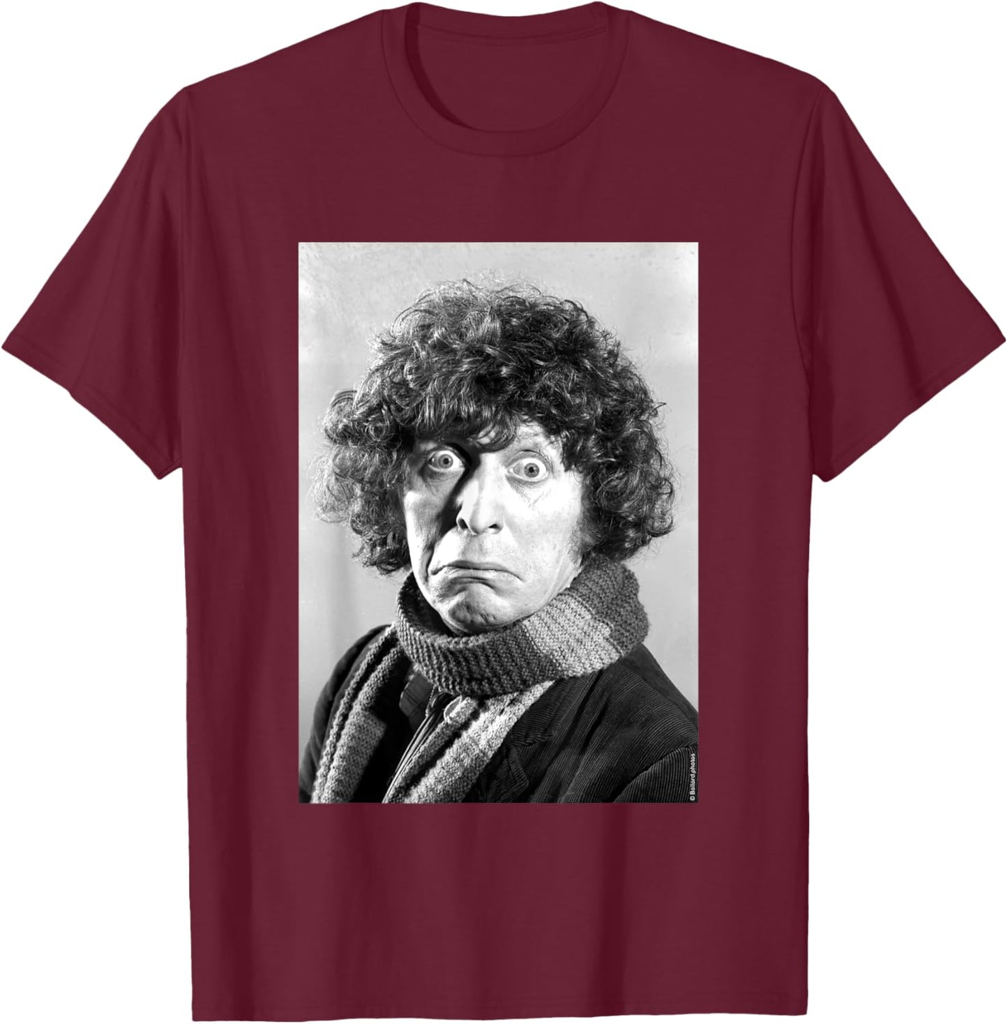 Tom Baker Doctor Who Actor Scared Expression Allan Ballard T-Shirt - T-Shirt | Maroon