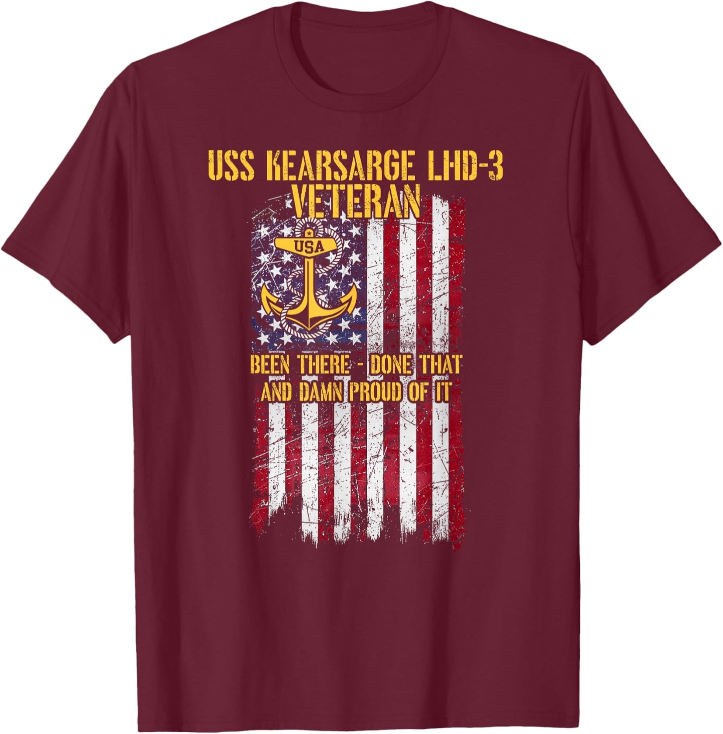 USS Kearsarge LHD-3 Amphibious Assault Ship Veteran T-Shirt - T-Shirt | Maroon