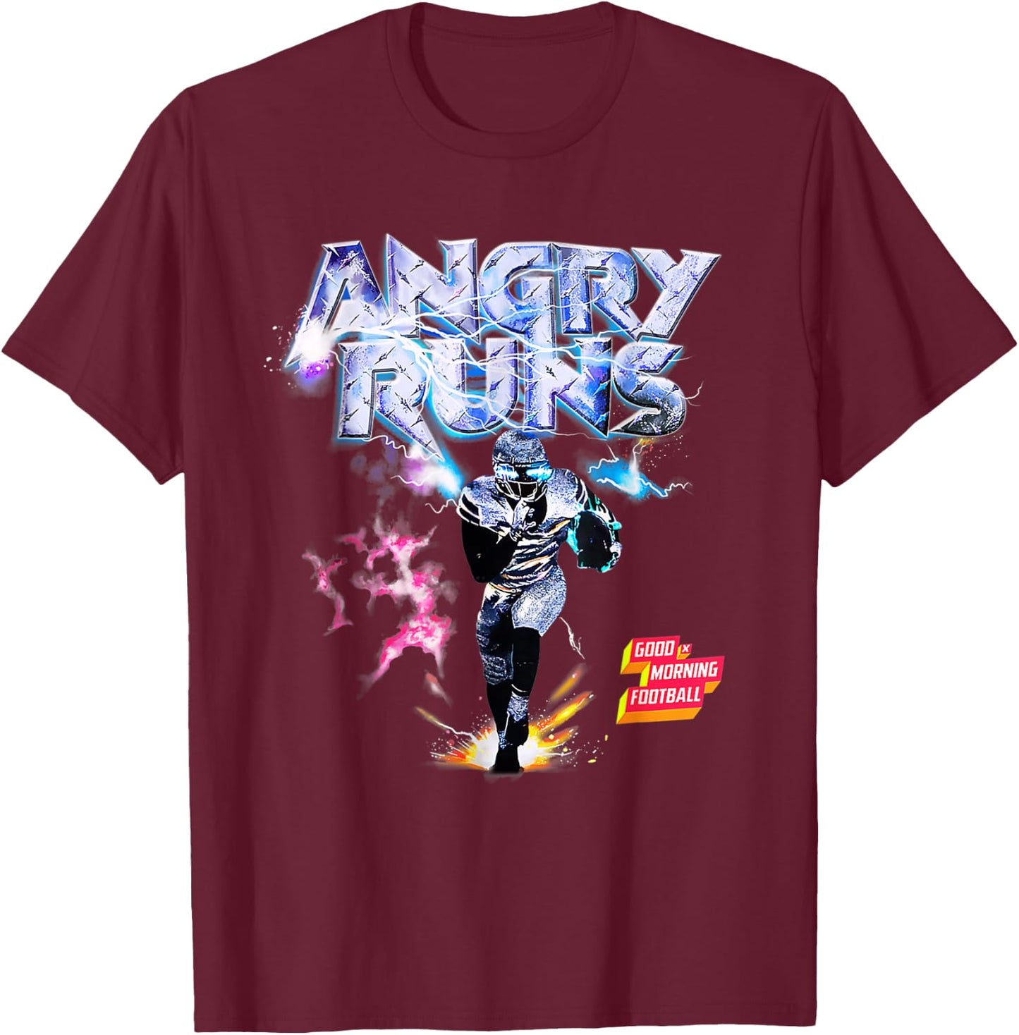 Angry Runs Good Morning Football Sport Lover Vintage Art T-Shirt - T-Shirt | Maroon