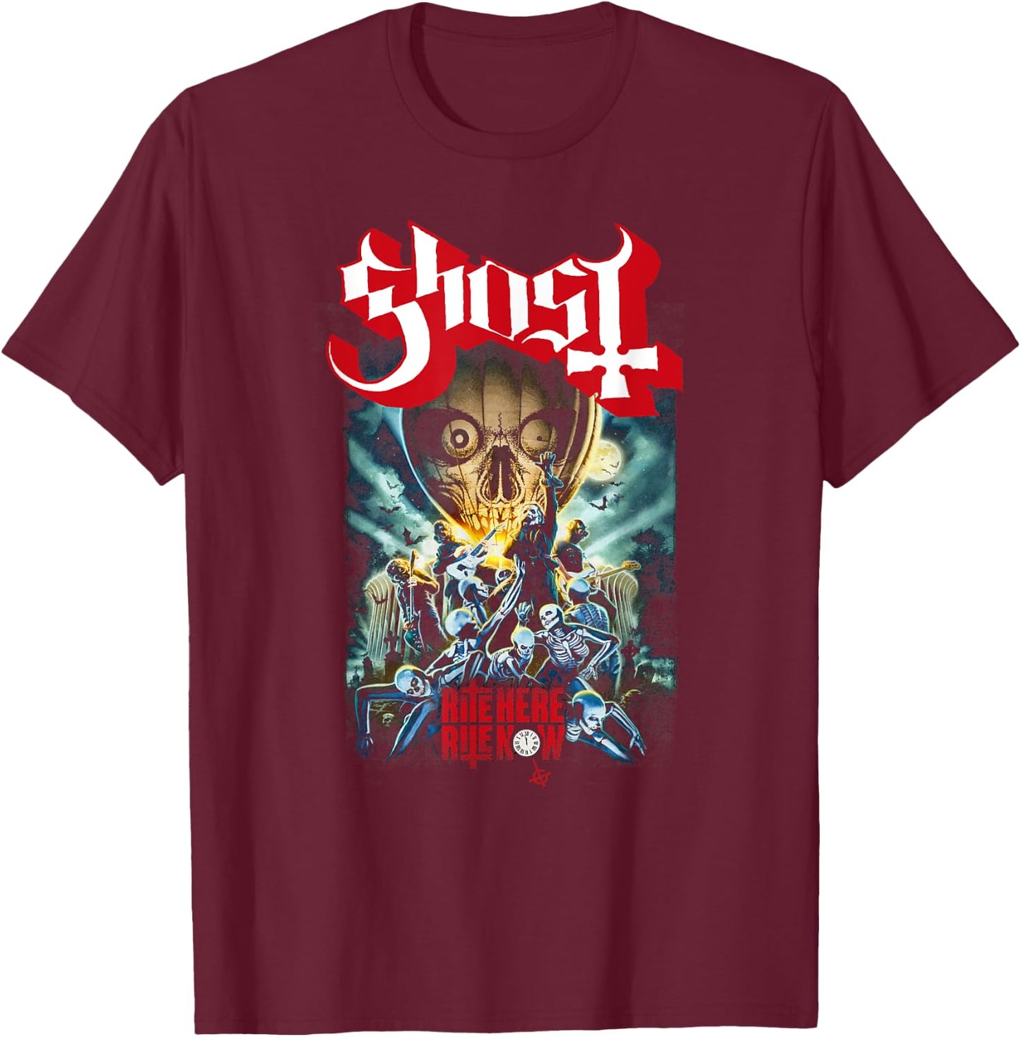 Ghost – Rite Here, Rite Now Poster T-Shirt - T-Shirt | Maroon