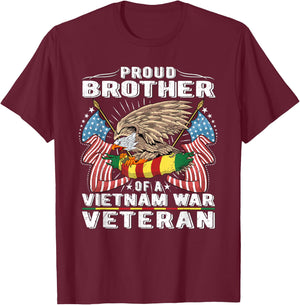 Proud Brother Of Vietnam Veteran Military Vet's Sibling Gift T-Shirt - T-Shirt | Maroon