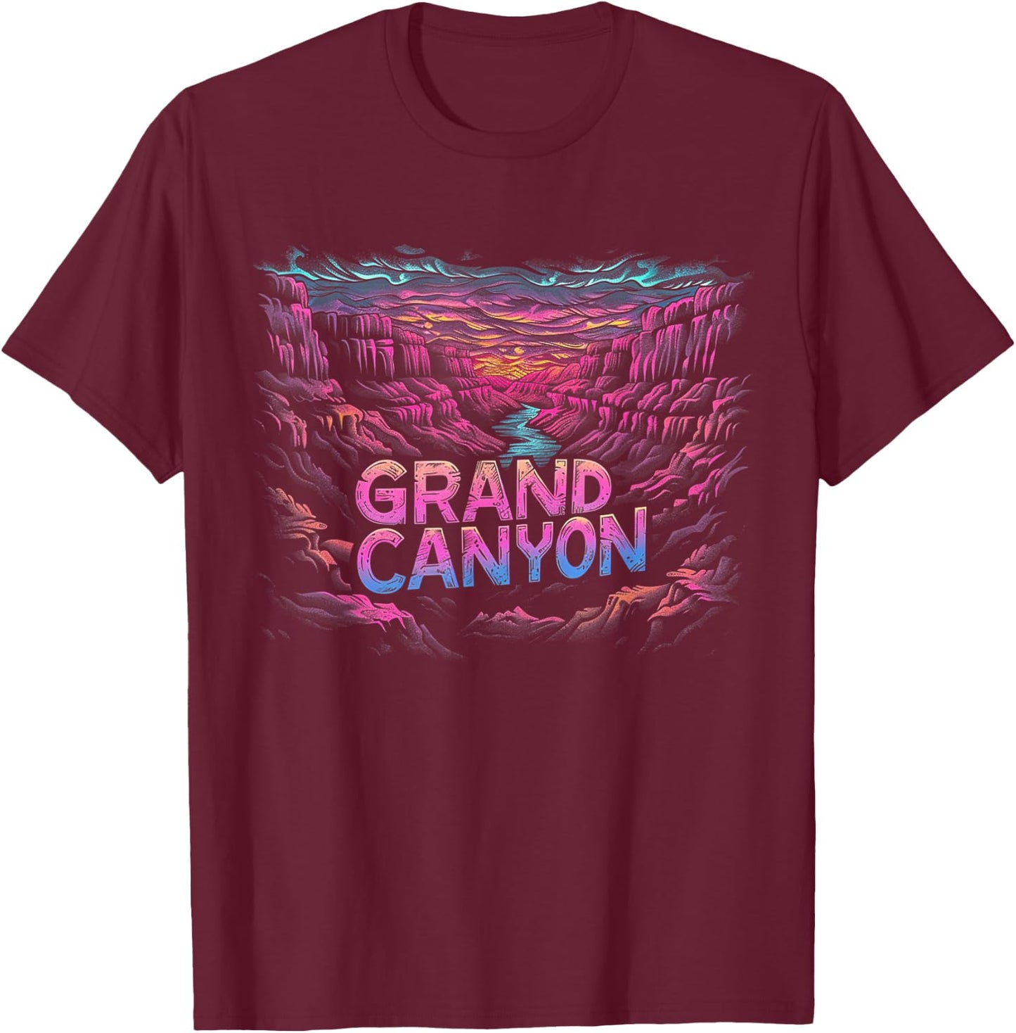 Grand Canyon - US National Park Vintage Men Women Kids Retro T-Shirt - T-Shirt | Maroon