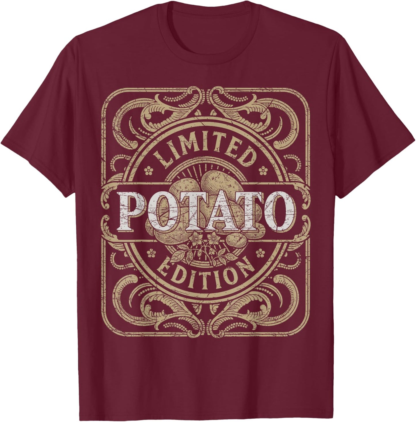 Potato Vintage Potato Farmer Retro Vegetables Farmer T-Shirt - T-Shirt | Maroon