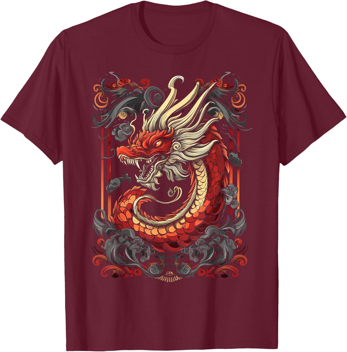 Basilisk Mythical Motif Fantasy Illustration Basilisk T-Shirt - T-Shirt | Maroon