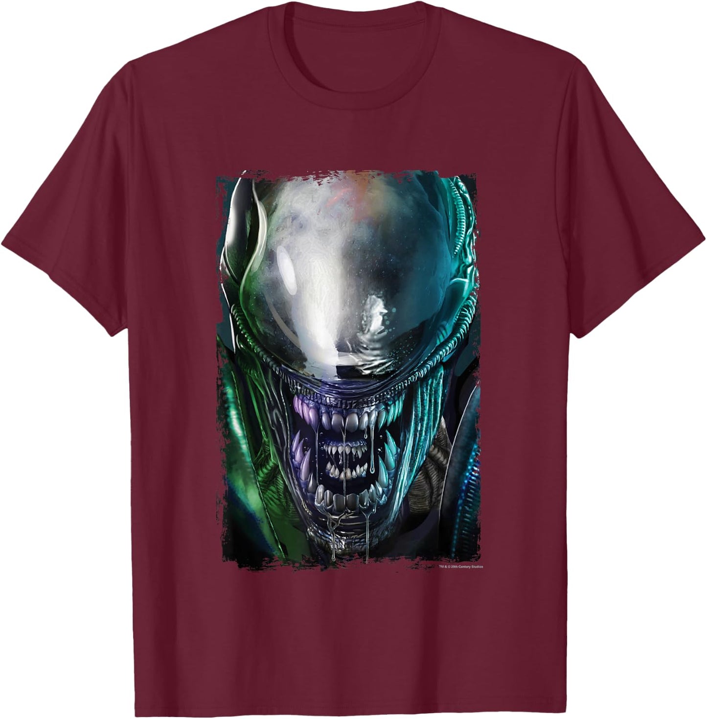 Aliens Epic Dangerous Xenomorph Face Close Up Big Portrait T-Shirt - T-Shirt | Maroon