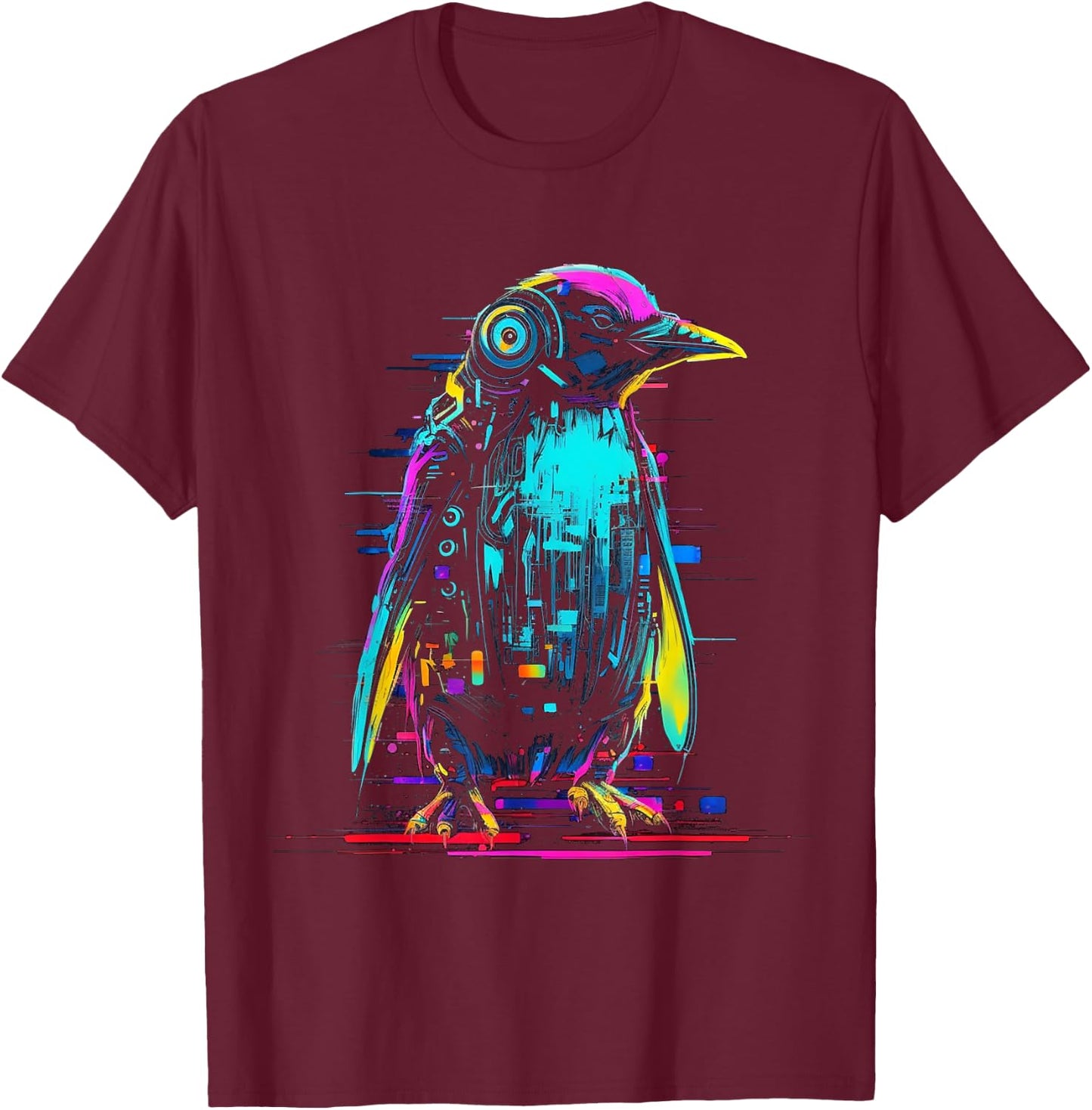 Penguin Fantasy Robot Art - Animal Penguin T-Shirt - T-Shirt | Maroon