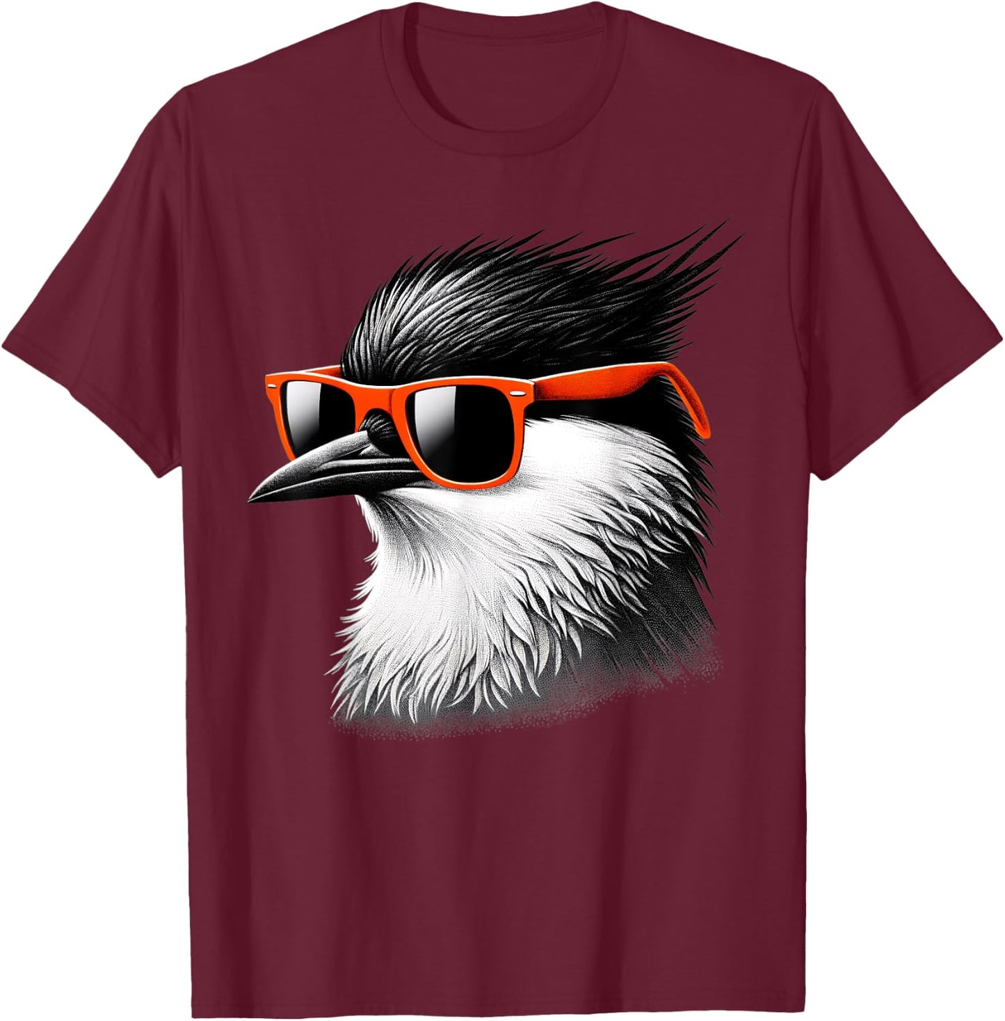 Cool Tern Bird Wearing Sunglasses Graphic Art T-Shirt - T-Shirt | Maroon