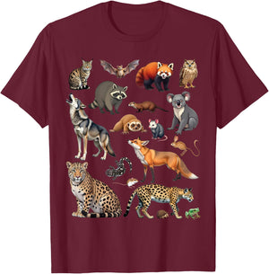 Nocturnal Animals Educational Wildlife Science Nature Lover T-Shirt - T-Shirt | Maroon