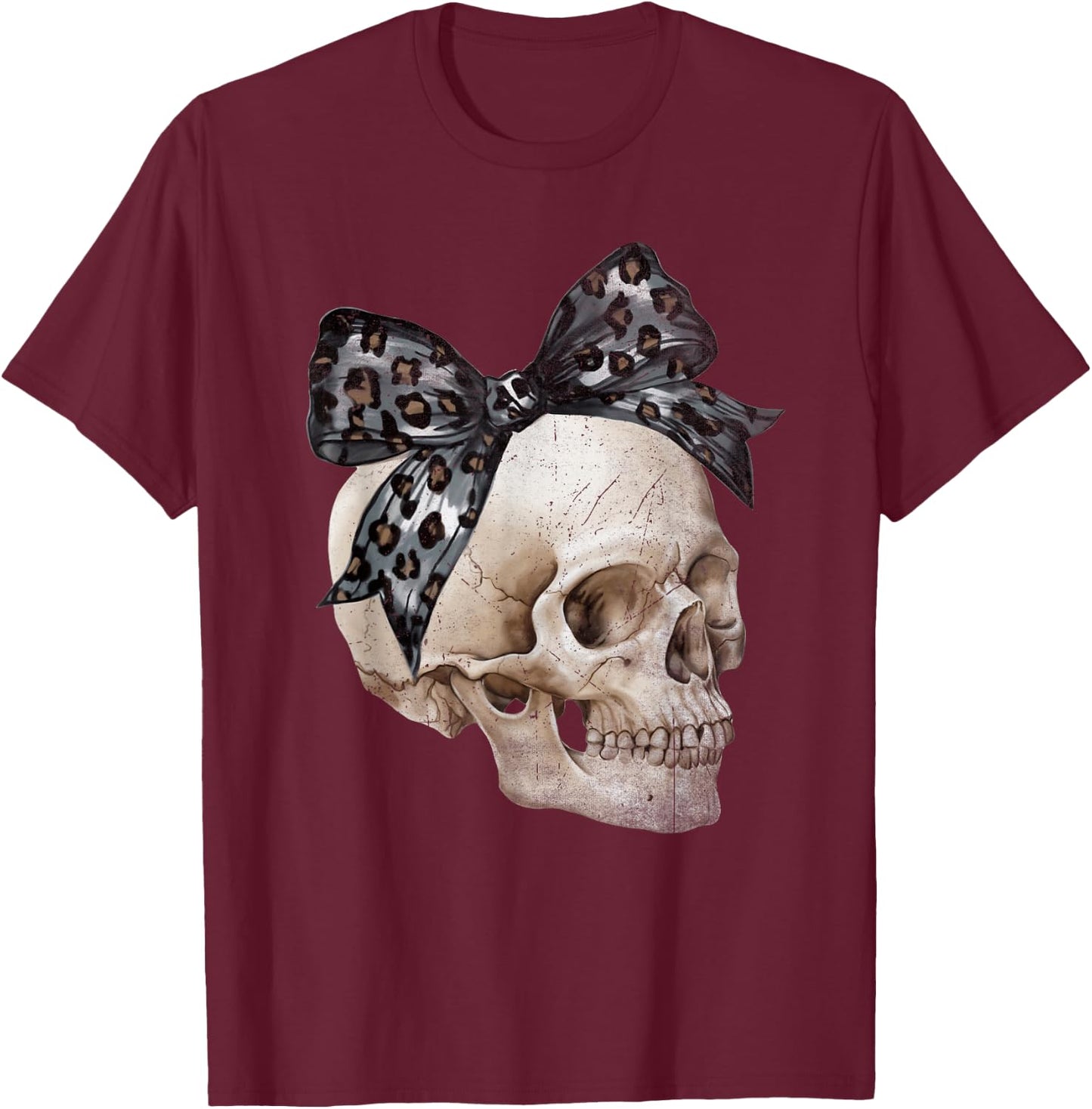 Skull Coquette Bow Halloween Spooky Season Girls Kids T-Shirt - T-Shirt | Maroon