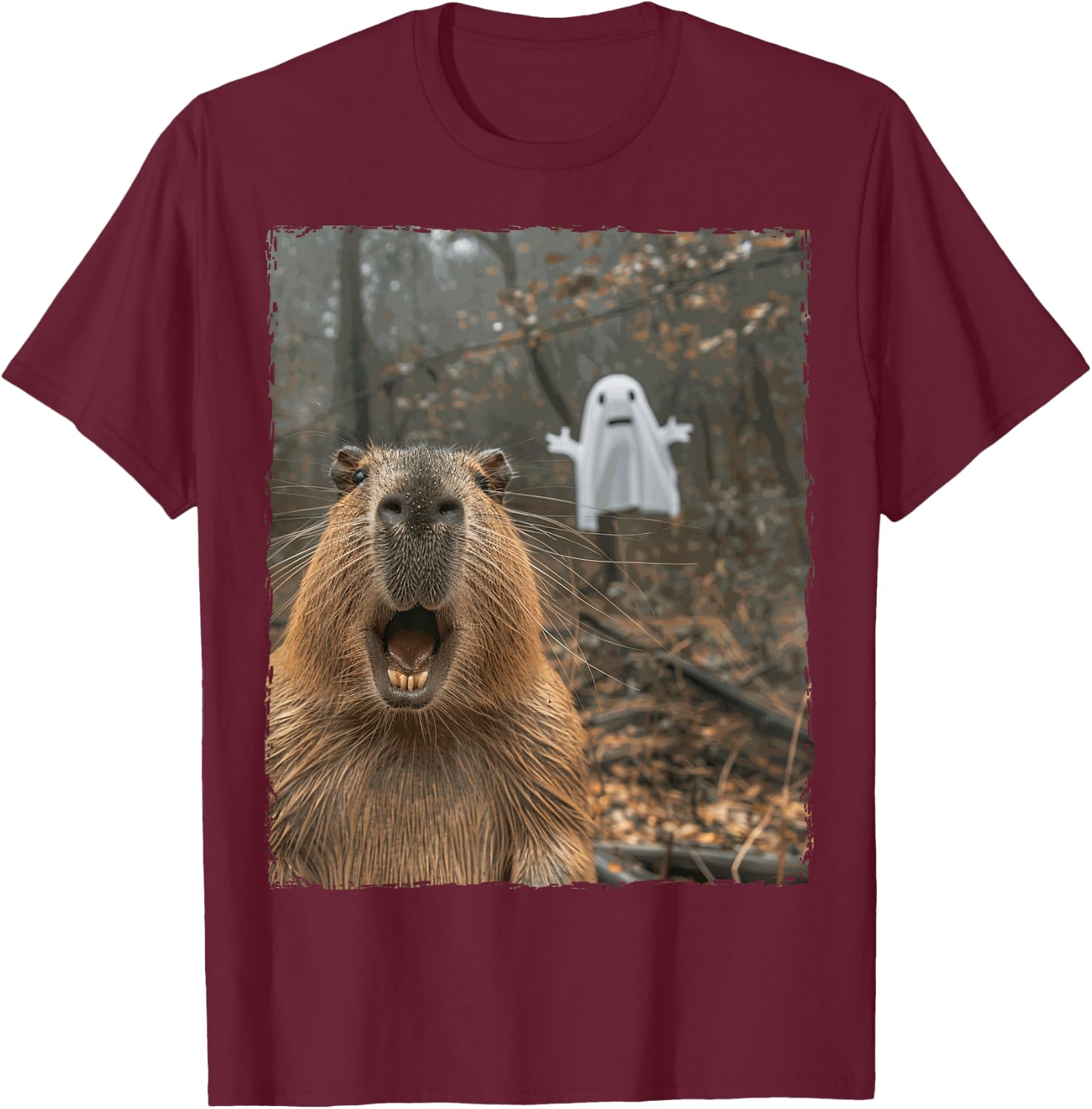 Funny Capybara Halloween T-Shirt - T-Shirt | Maroon