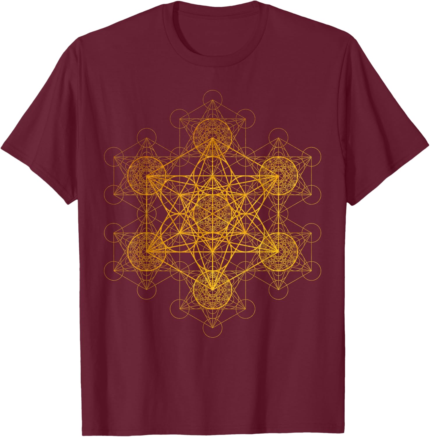Fractal Metatron's Cube Sacred Geometry Transcendence Art T-Shirt - T-Shirt | Maroon