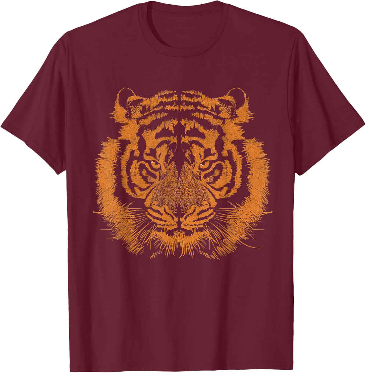 Vintage Tiger head Striped Women Animal cub lover T-Shirt - T-Shirt | Maroon