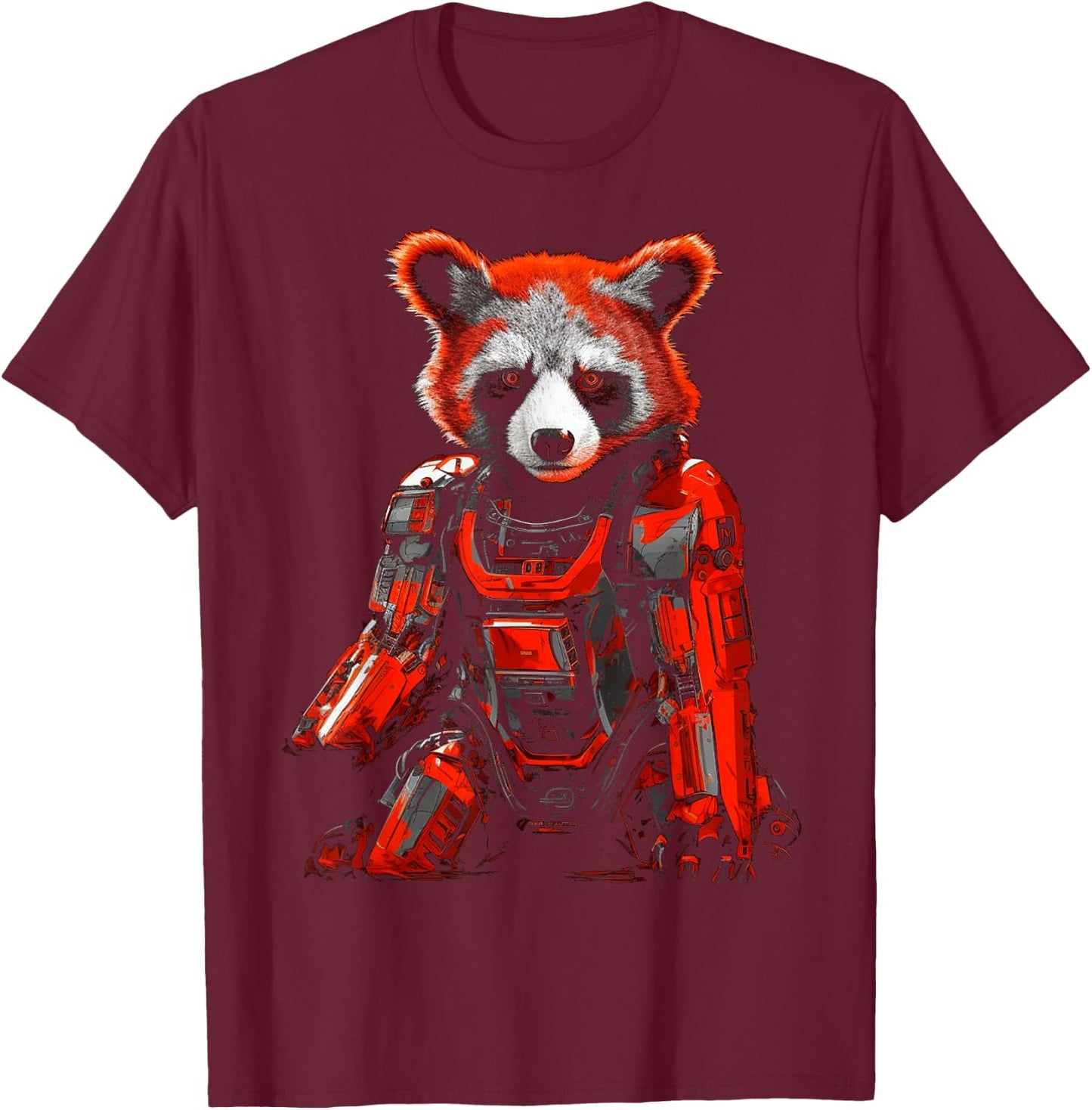 Red Panda Fantasy - Robot Art Animal Red Panda T-Shirt - T-Shirt | Maroon