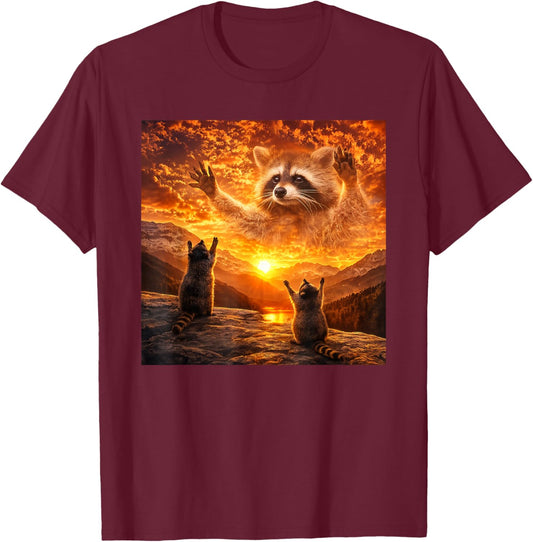 Funny Raccoon Cult Meme Gen Z T-Shirt - T-Shirt | Maroon