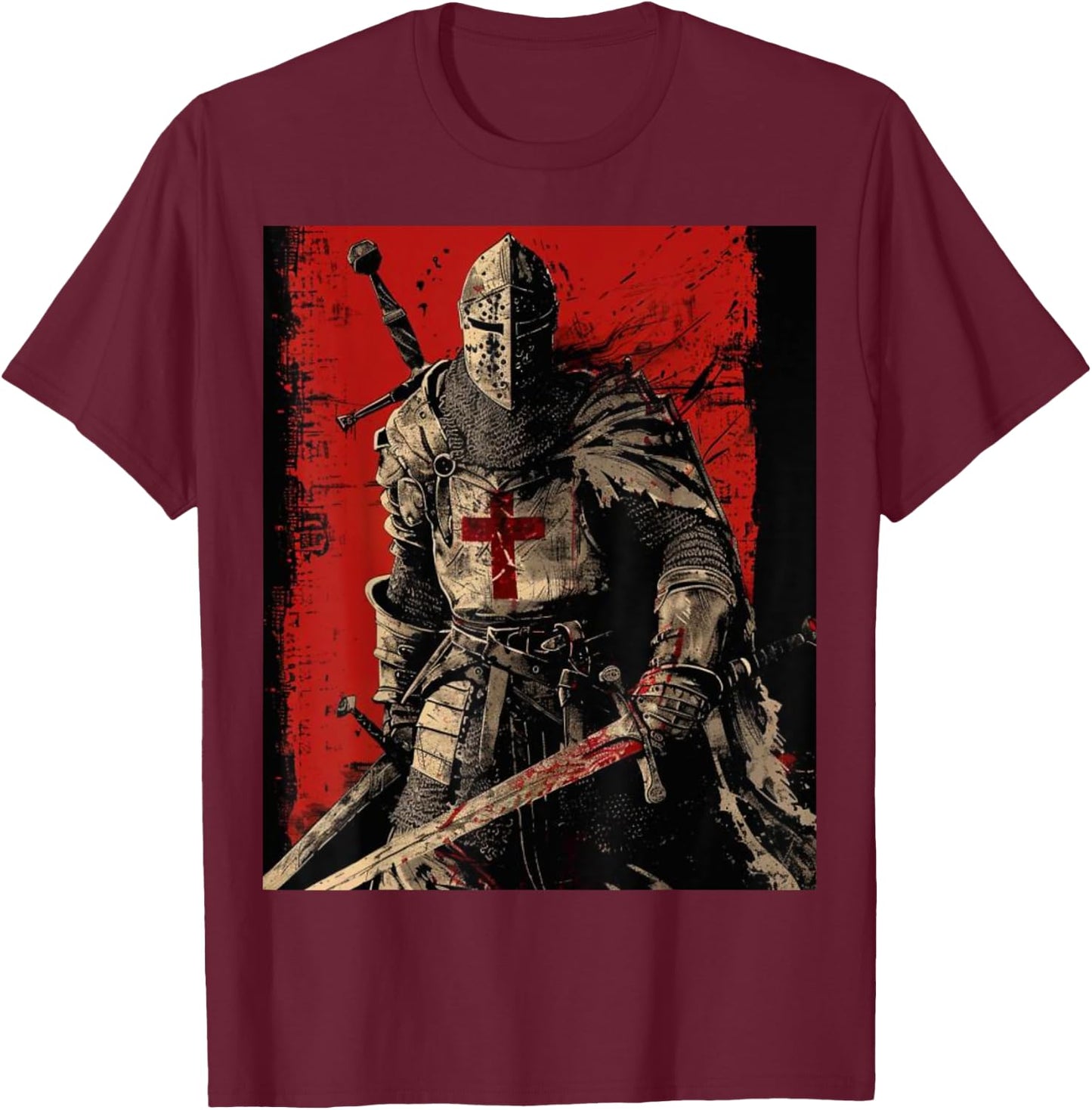 Knight Christian Templar Warrior Of God Crusader Gift T-Shirt - T-Shirt | Maroon