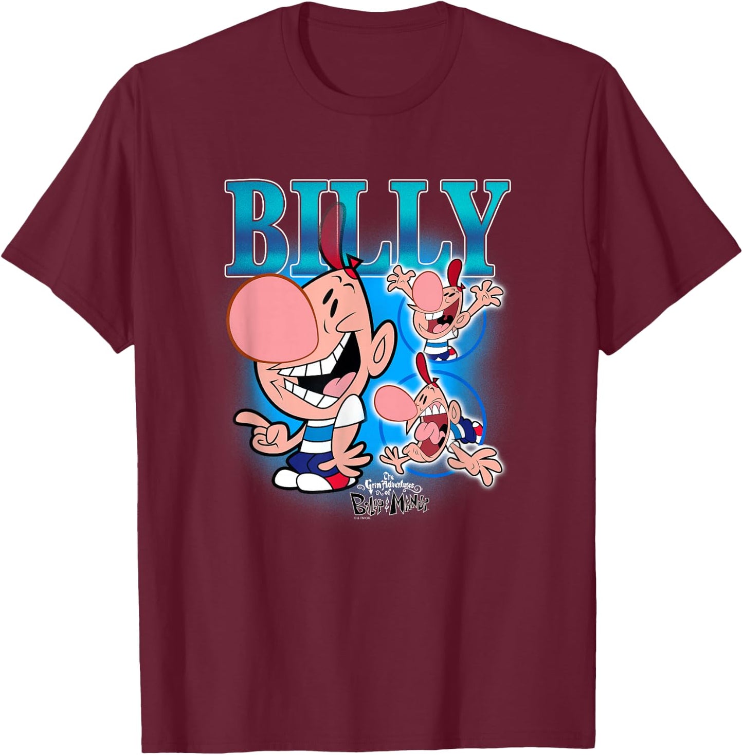 The Grim Adventures of Billy and Mandy Billy Retro Montage T-Shirt - T-Shirt | Maroon