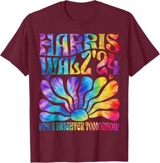 Tie dye Harris Waltz 2024 Election Kamala Harris Tim Waltz T-Shirt - T-Shirt | Maroon