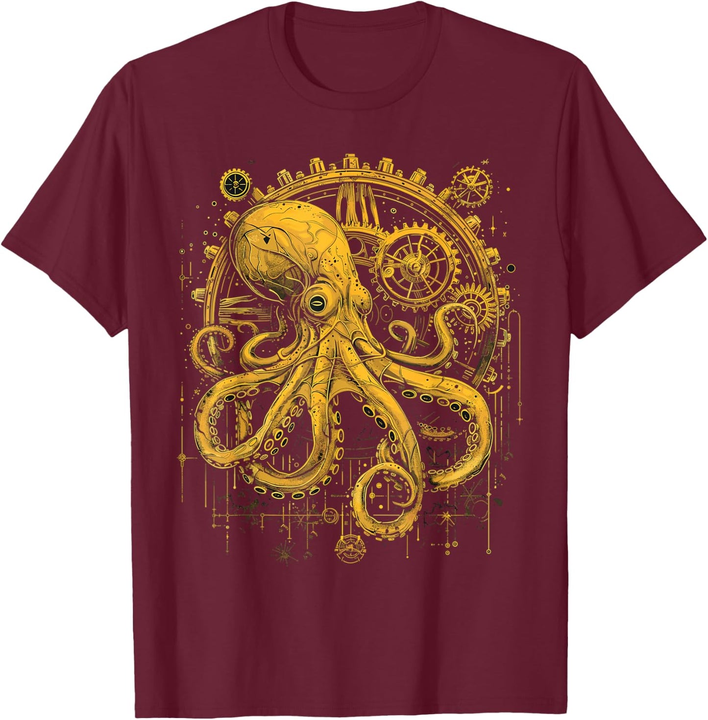 Steam Punk Octopus Steampunk Art T-Shirt - T-Shirt | Maroon
