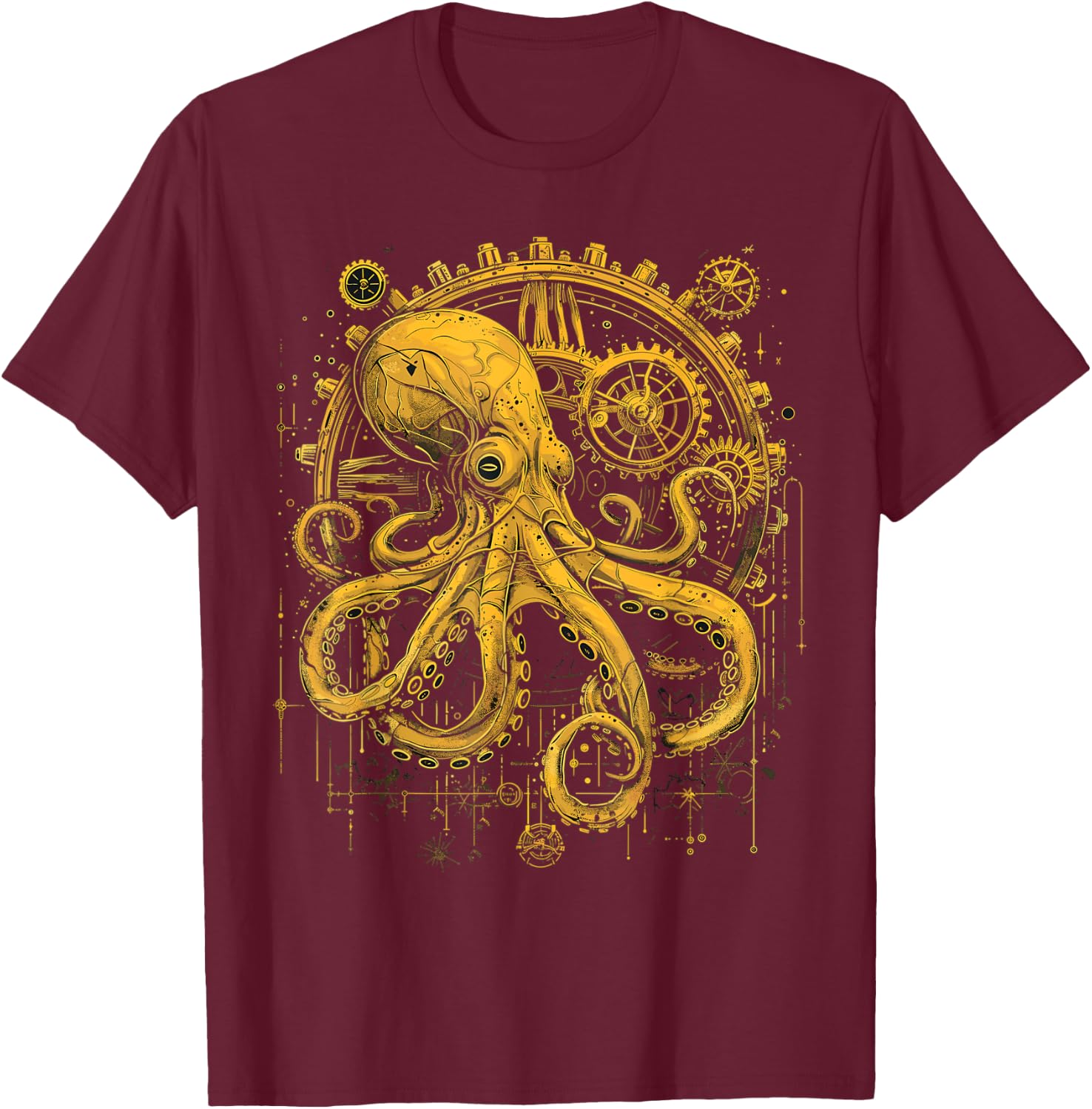Steam Punk Octopus Steampunk Art T-Shirt - T-Shirt | Maroon