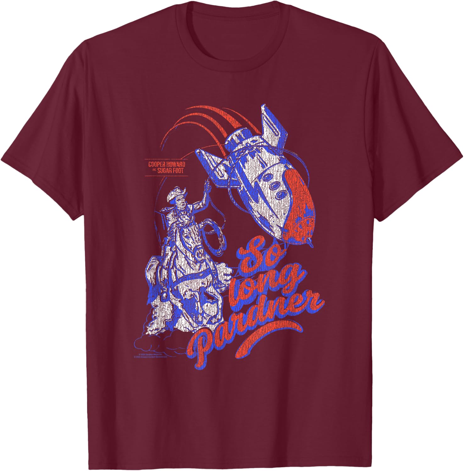 Fallout Retro So Long Pardner Wild Western Bomb TV Show T-Shirt - T-Shirt | Maroon
