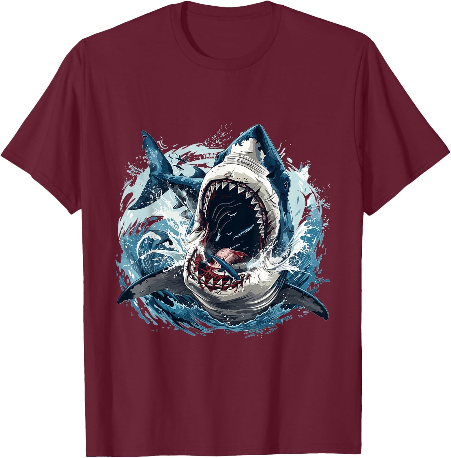 Megalodon Shark Lover Graphic T-Shirt - T-Shirt | Maroon