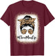 Cheer Mom Life Bleached Leopard Messy Bun Mothers day T-Shirt - T-Shirt | Maroon