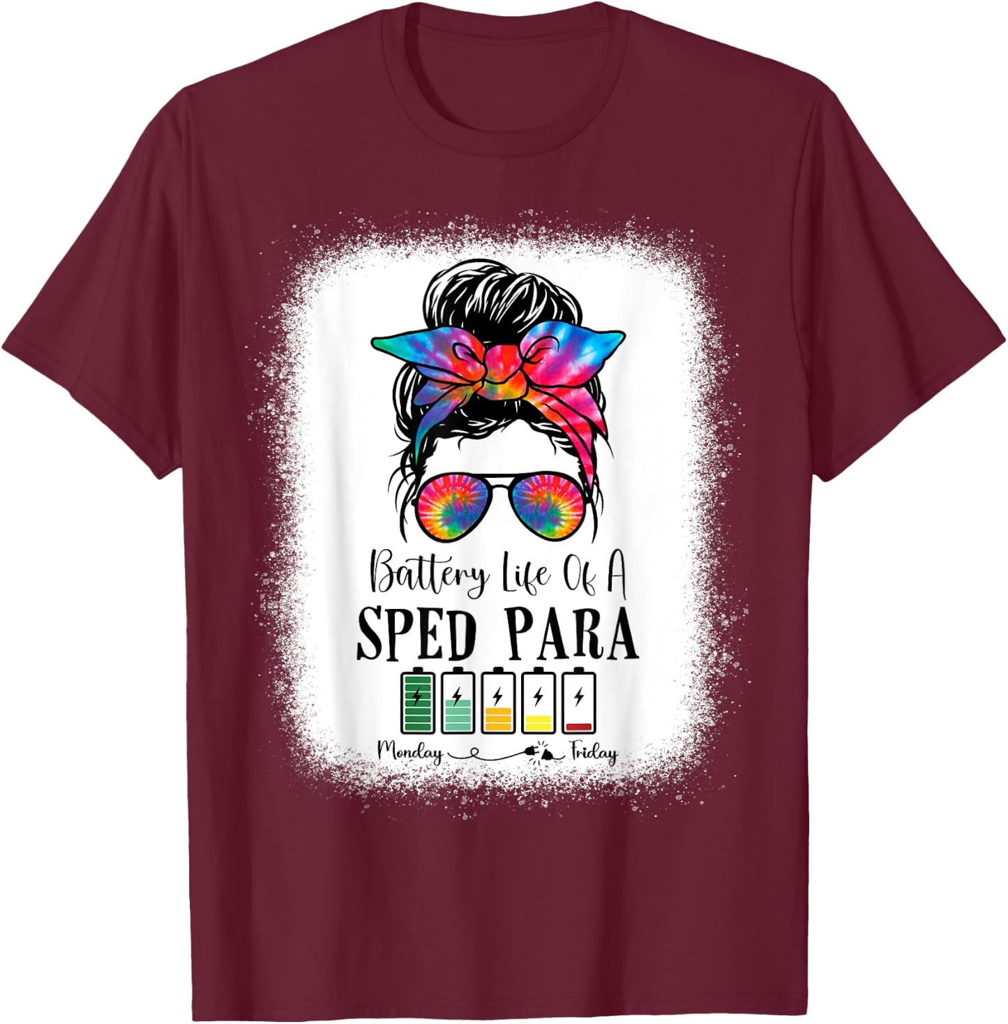 Battery Life Of A Sped Para Tie Dye Last Day Of School T-Shirt - T-Shirt | Maroon