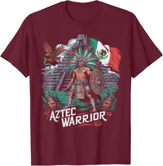 Aztec Warrior Mayan Indigenous Mexican Aztec Jaguar T-Shirt - T-Shirt | Maroon
