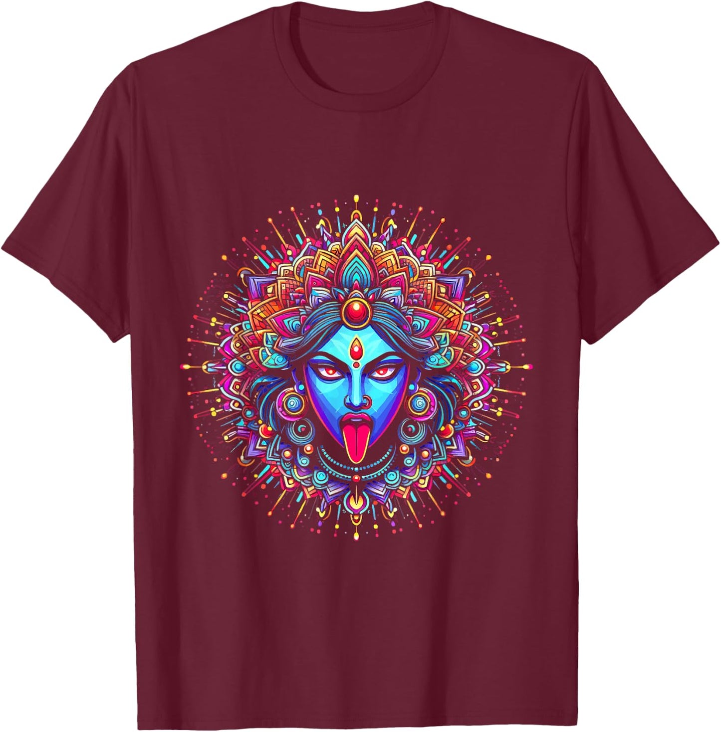 Kali Ma Hindu Goddess Of Death Hindu Mother Fierce Warrior T-Shirt - T-Shirt | Maroon