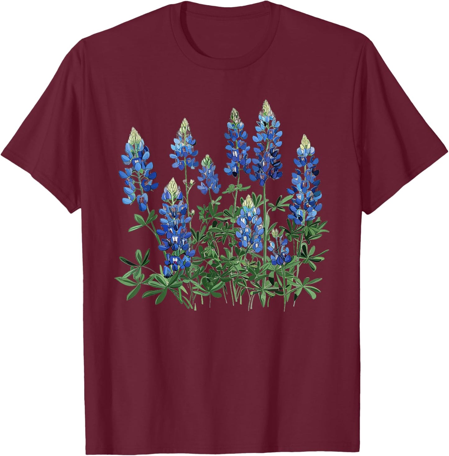 Bluebonnet In The Field T-Shirt - T-Shirt | Maroon