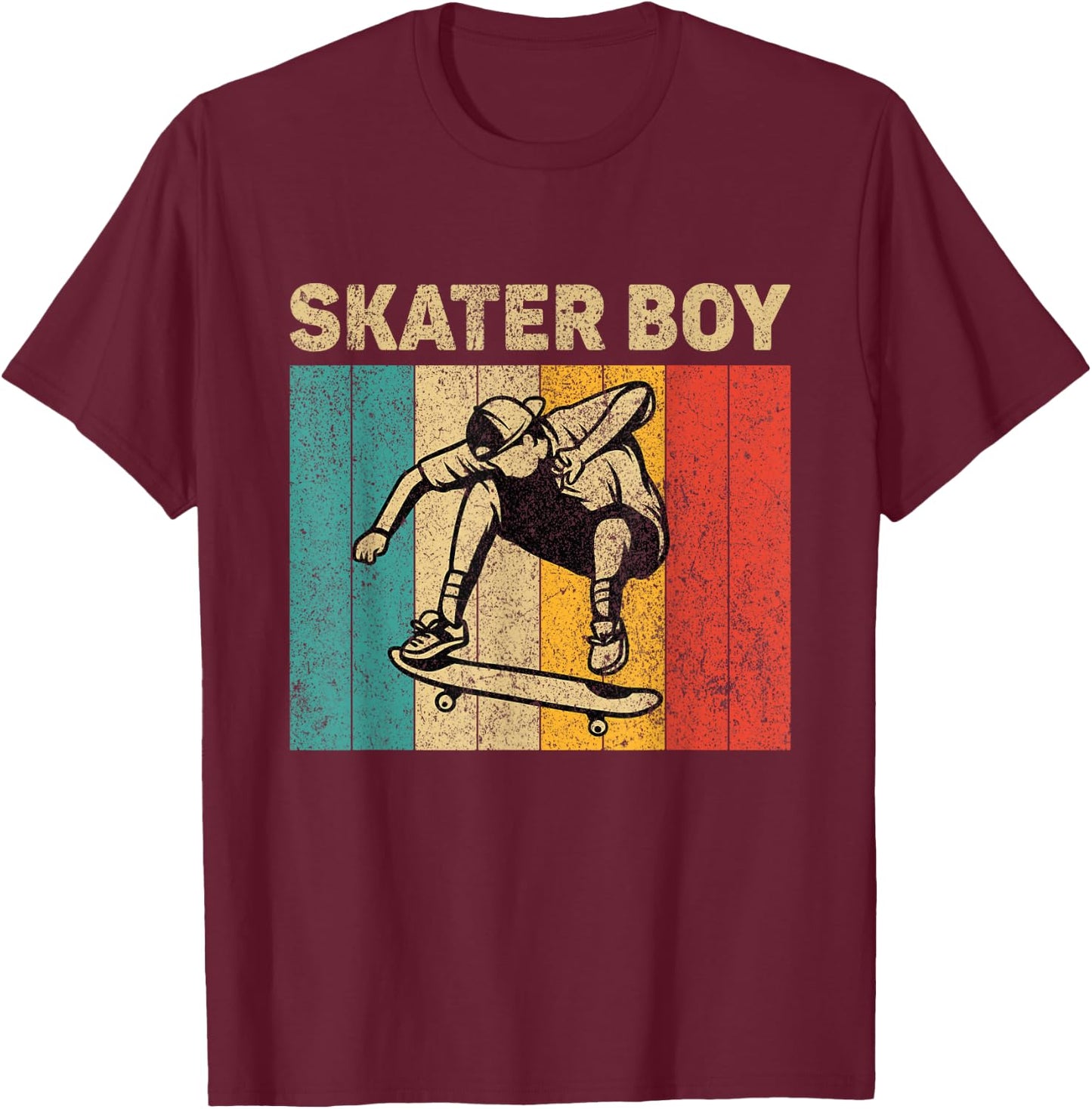 Skater Boy Funny Vintage Skateboarding Lovers Boys T-Shirt - T-Shirt | Maroon