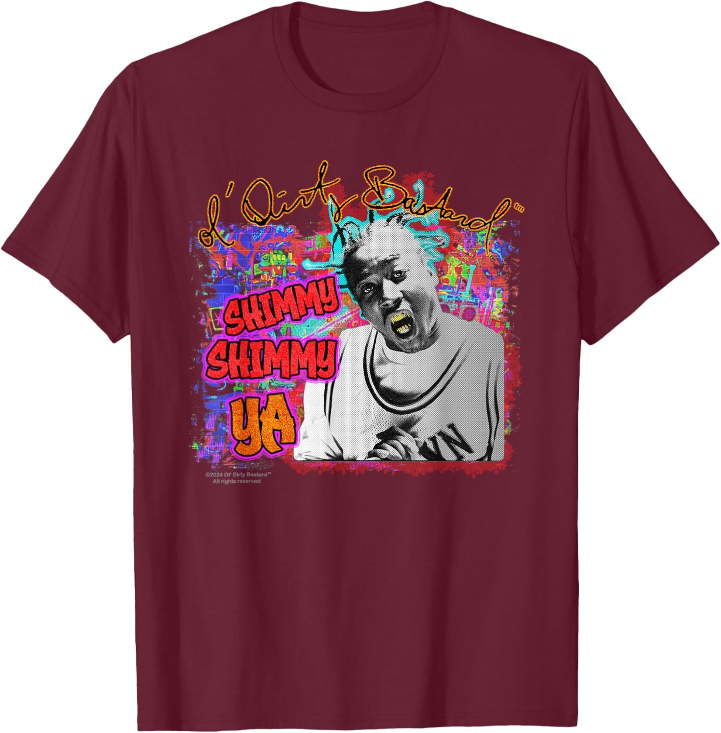 ODB Ol Dirty Ba--ard Official Shimmy Ya Graff 90s Hip Hop T-Shirt - T-Shirt | Maroon