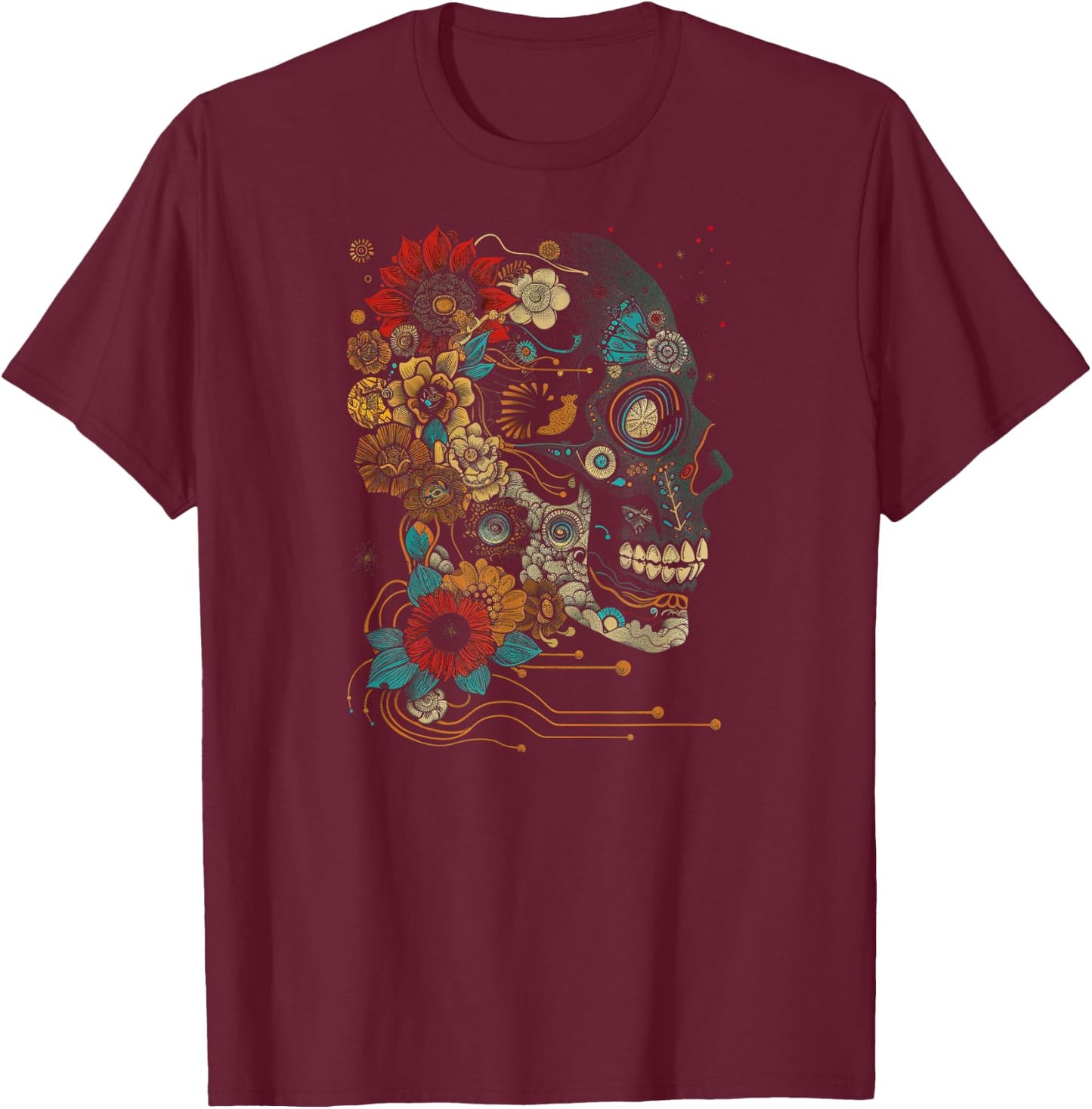Skull Abstract | Cool | S - 6XL | Graphic T-Shirt - T-Shirt | Maroon